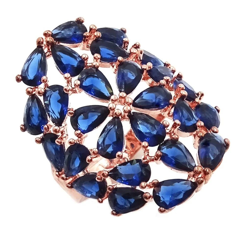 Savvy Cie Rose Gold Lab Created Sapphire Ring